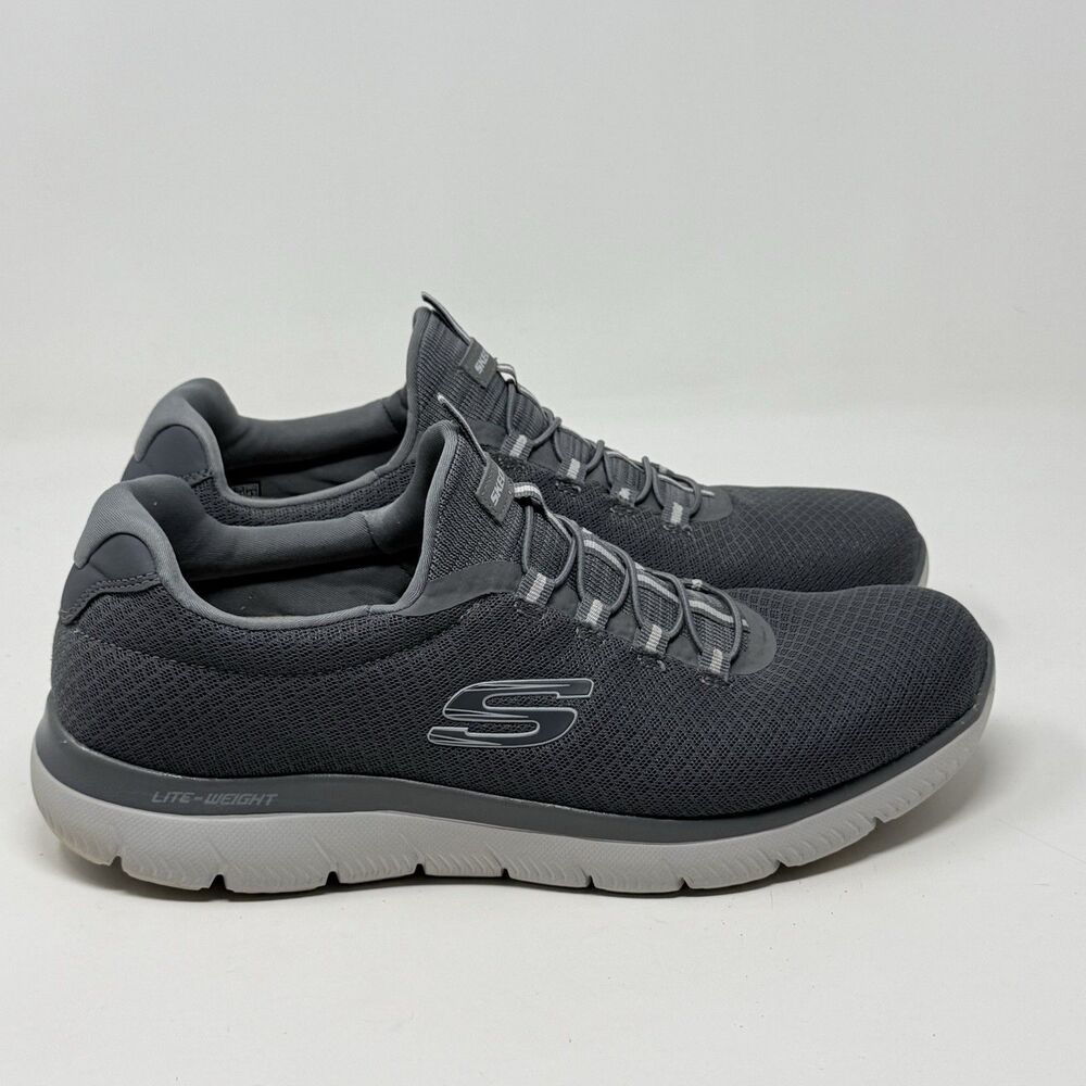 Skechers Summits Shoes Mens 11.5 Wide Fit Gray Mesh Slip On Comfort Sneakers